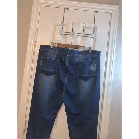 L&B Lucky & Blessed Patchwork Straight Leg Medium Wash Denim Blue Jeans Size 3X - Picture 5 of 10